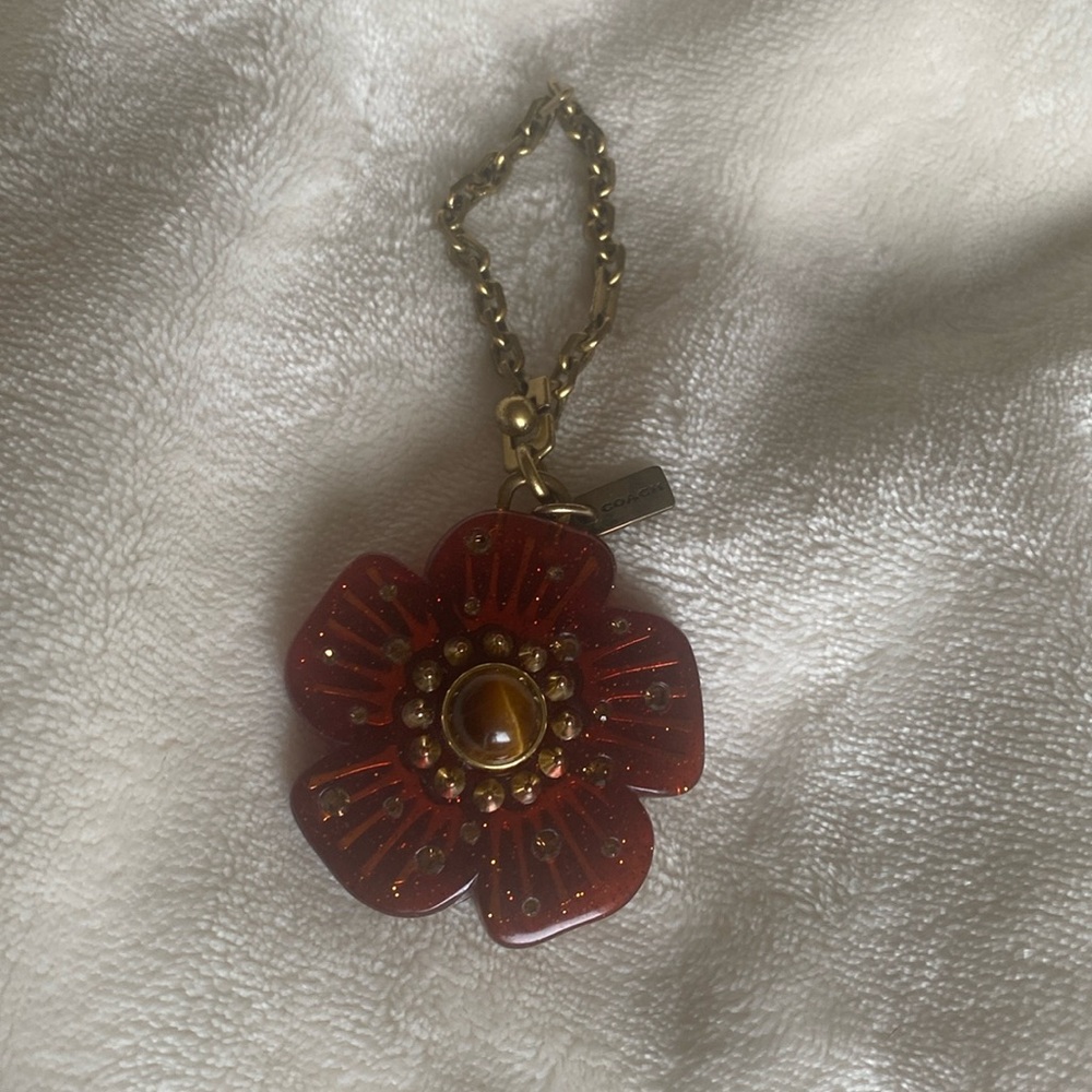 Coach bag purse key flower charm